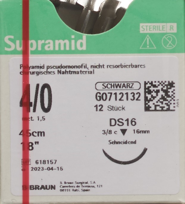 SUPRAMID 45cm DS 16 4-0 noir 12 pce
