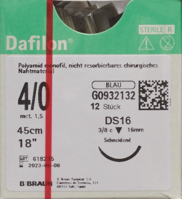 DAFILON 45cm bleu DS 16 4-0 12 pce