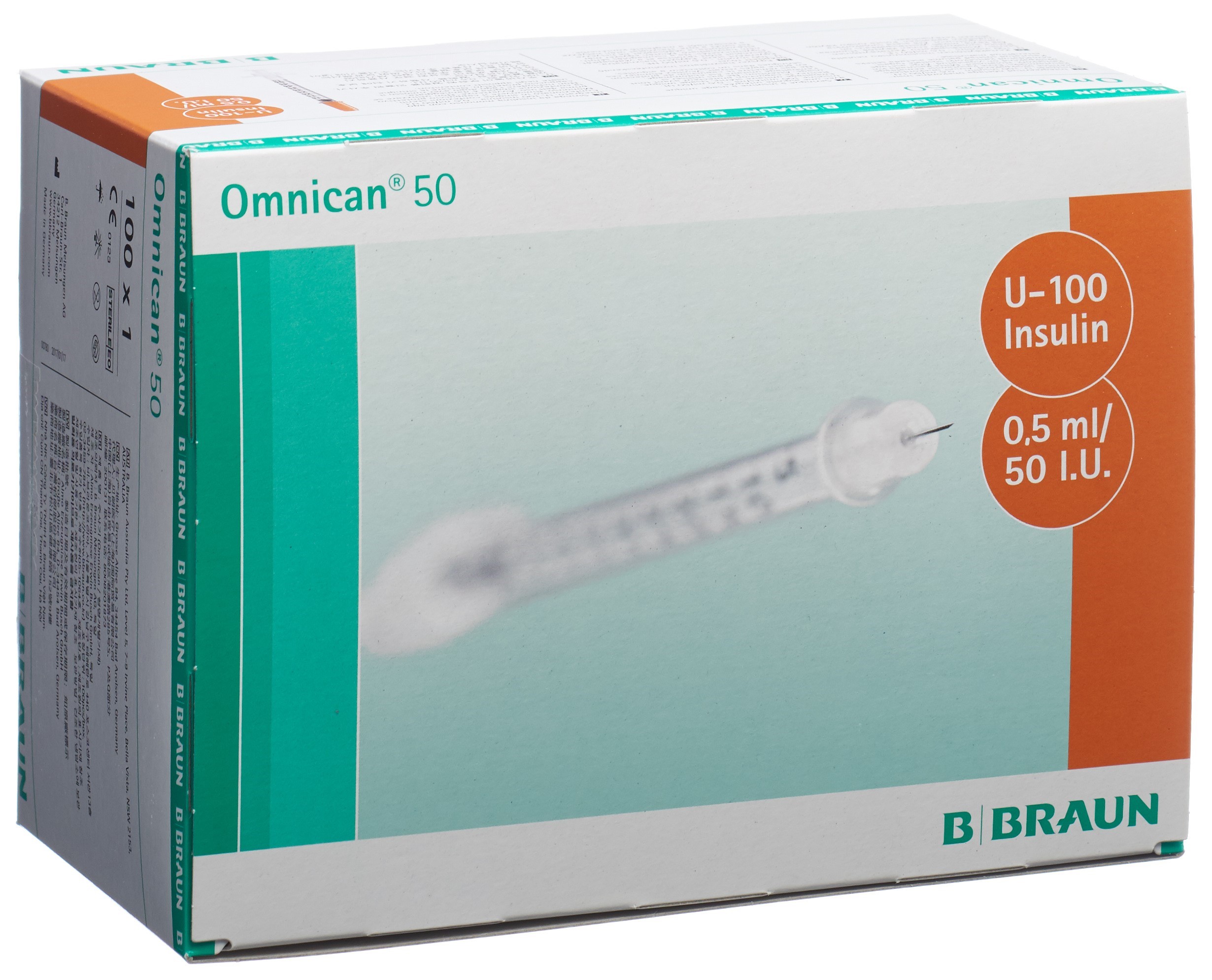 OMNICAN insuline 50 0.5ml 0.3x8mm G30 uniq 100 pce