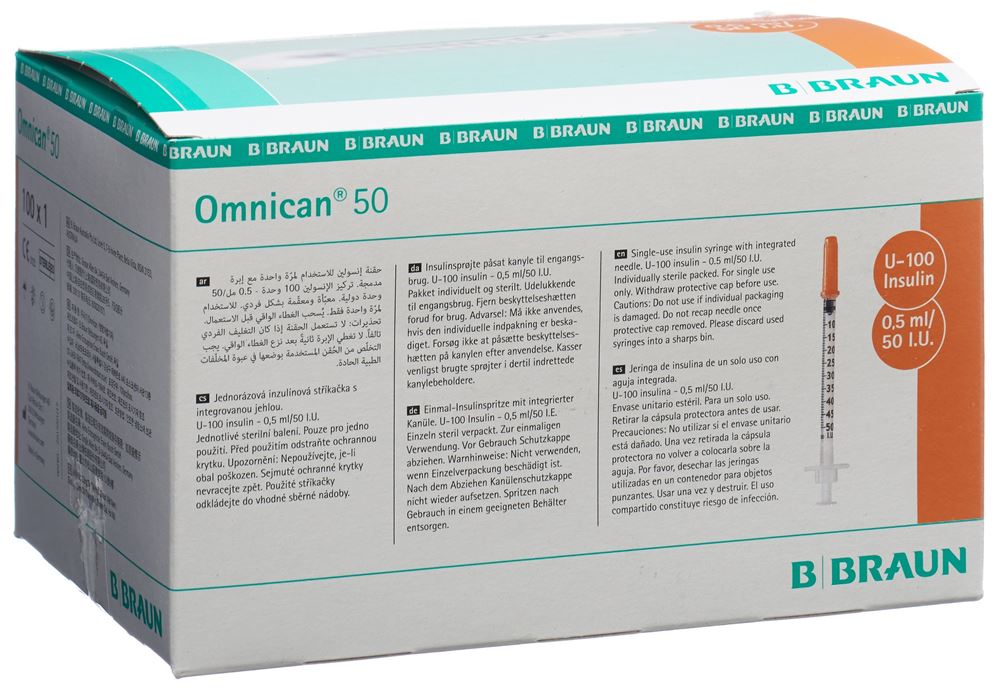 OMNICAN insuline 50 0.5ml 0.3x12mm G30 uni 100 pce