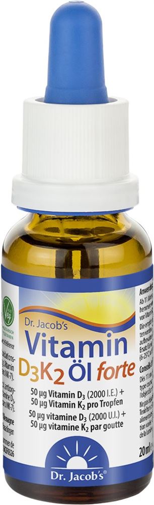 DR. JACOB'S Vitamin D3 K2 Öl forte 2000 IE 20 ml