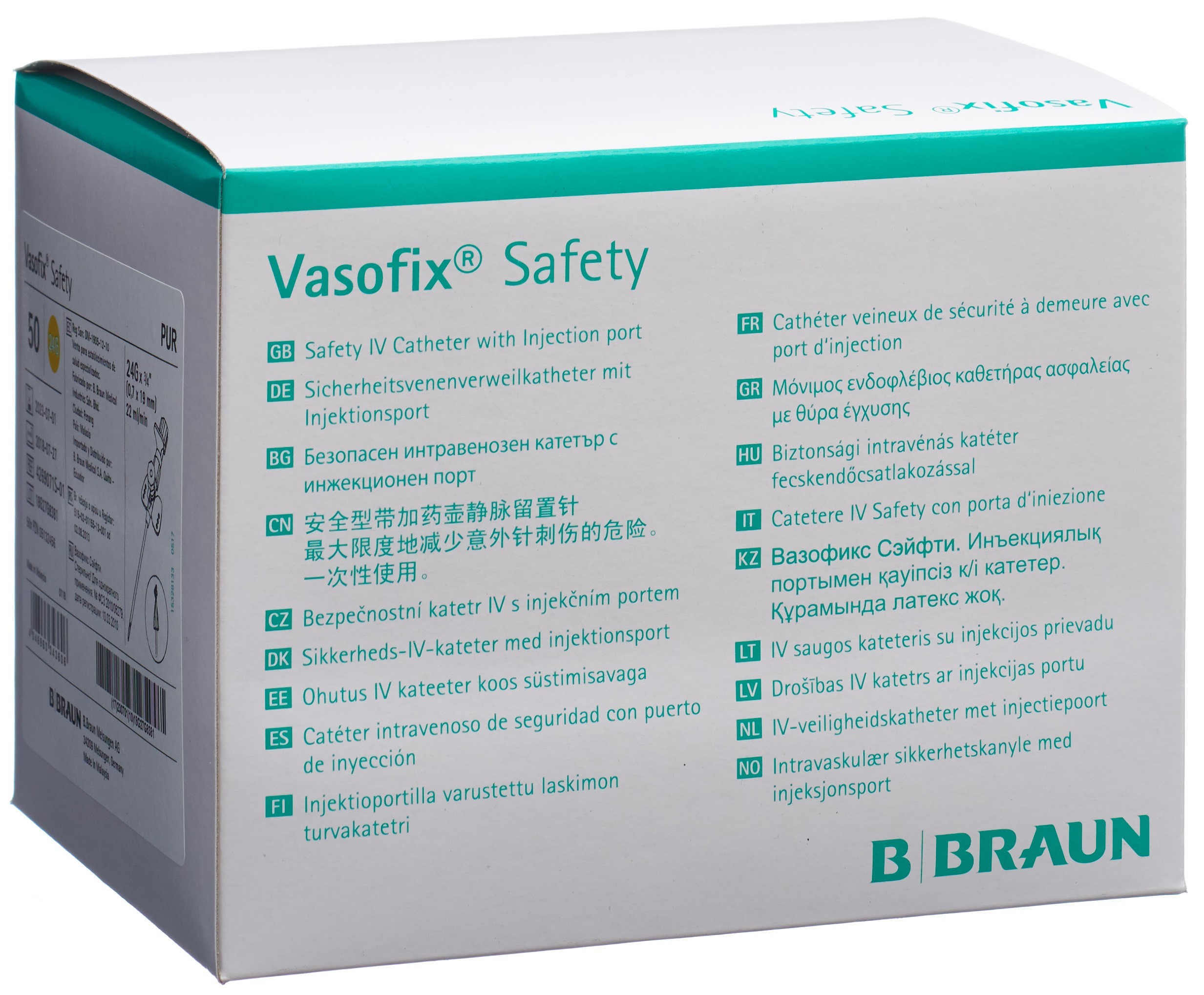 VASOFIX Safety canule iv 24G 0.7x19mm jaune 50 pce