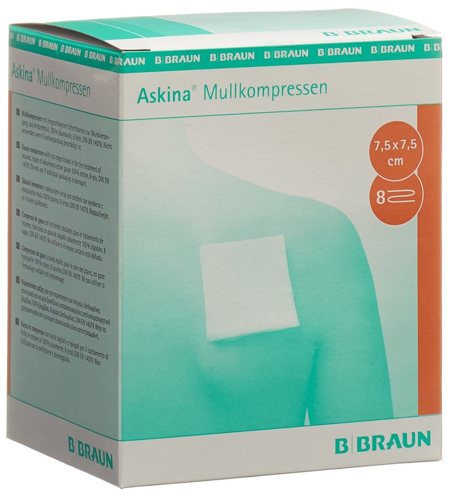 ASKINA Compresse gaze 7.5cmx7.5cm stér 25 x 2 pce