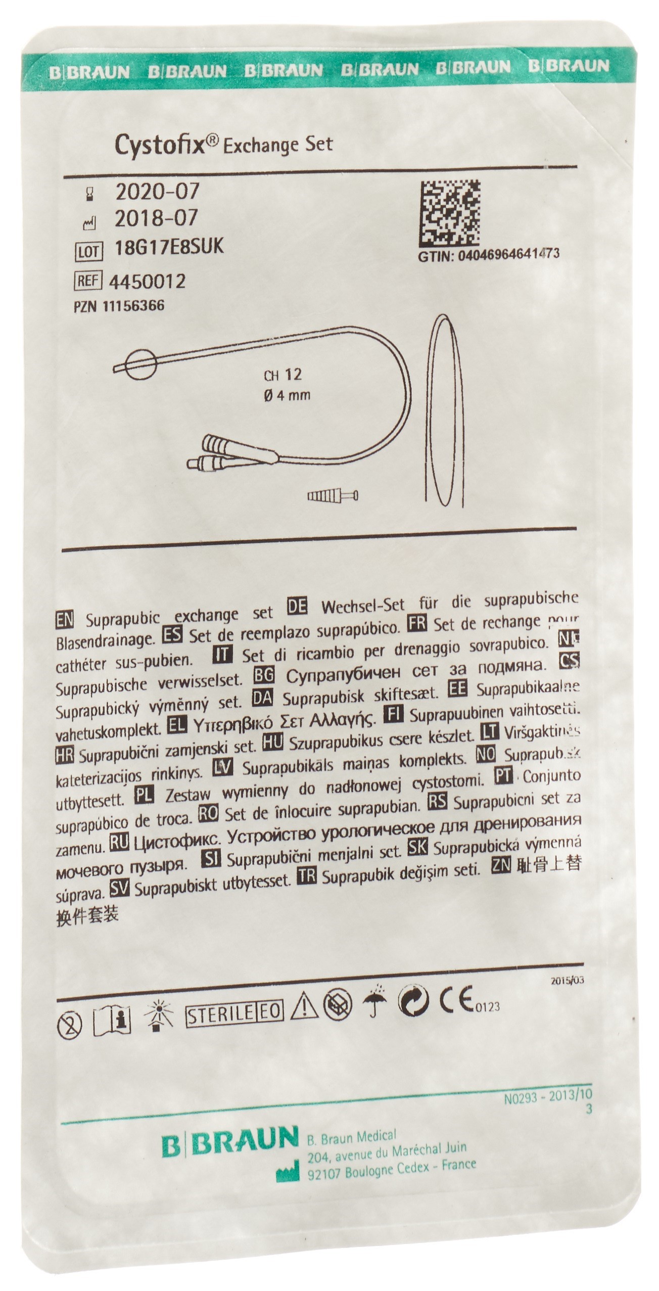 Ballon-Wechselbesteck Cystofix 40cm gerade (mit Führungsdraht, CH12)