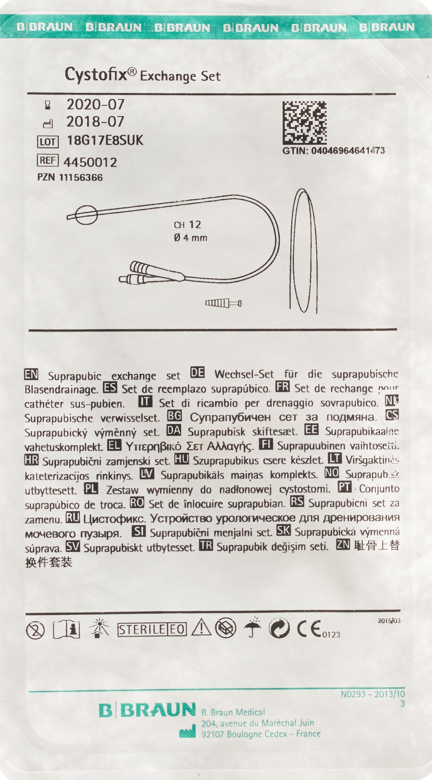 Ballon-Wechselbesteck Cystofix 40cm gerade (mit Führungsdraht, CH12)