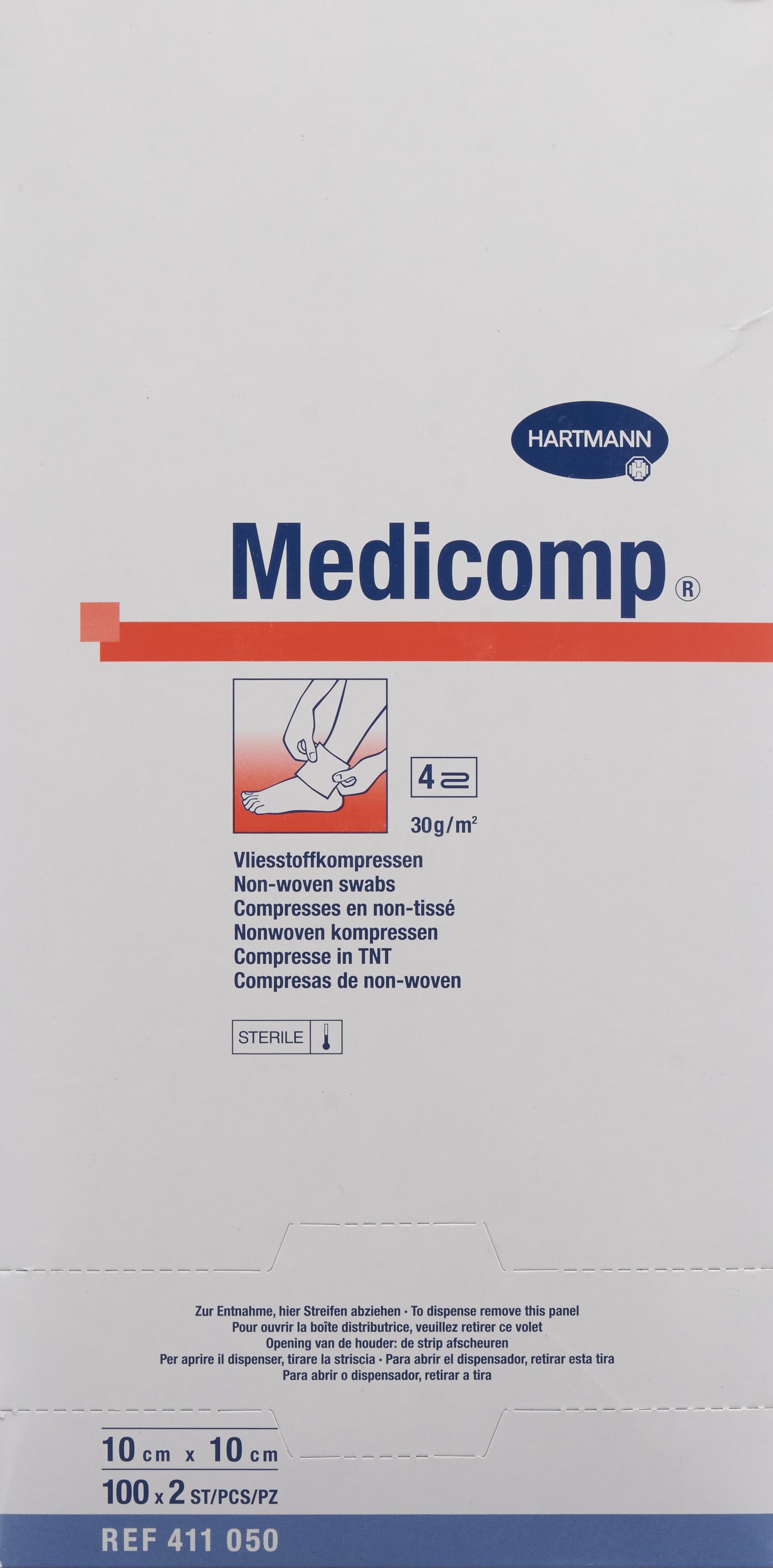 MEDICOMP Bl 4 fach S30 10x10 steril 100 x 2 Stk