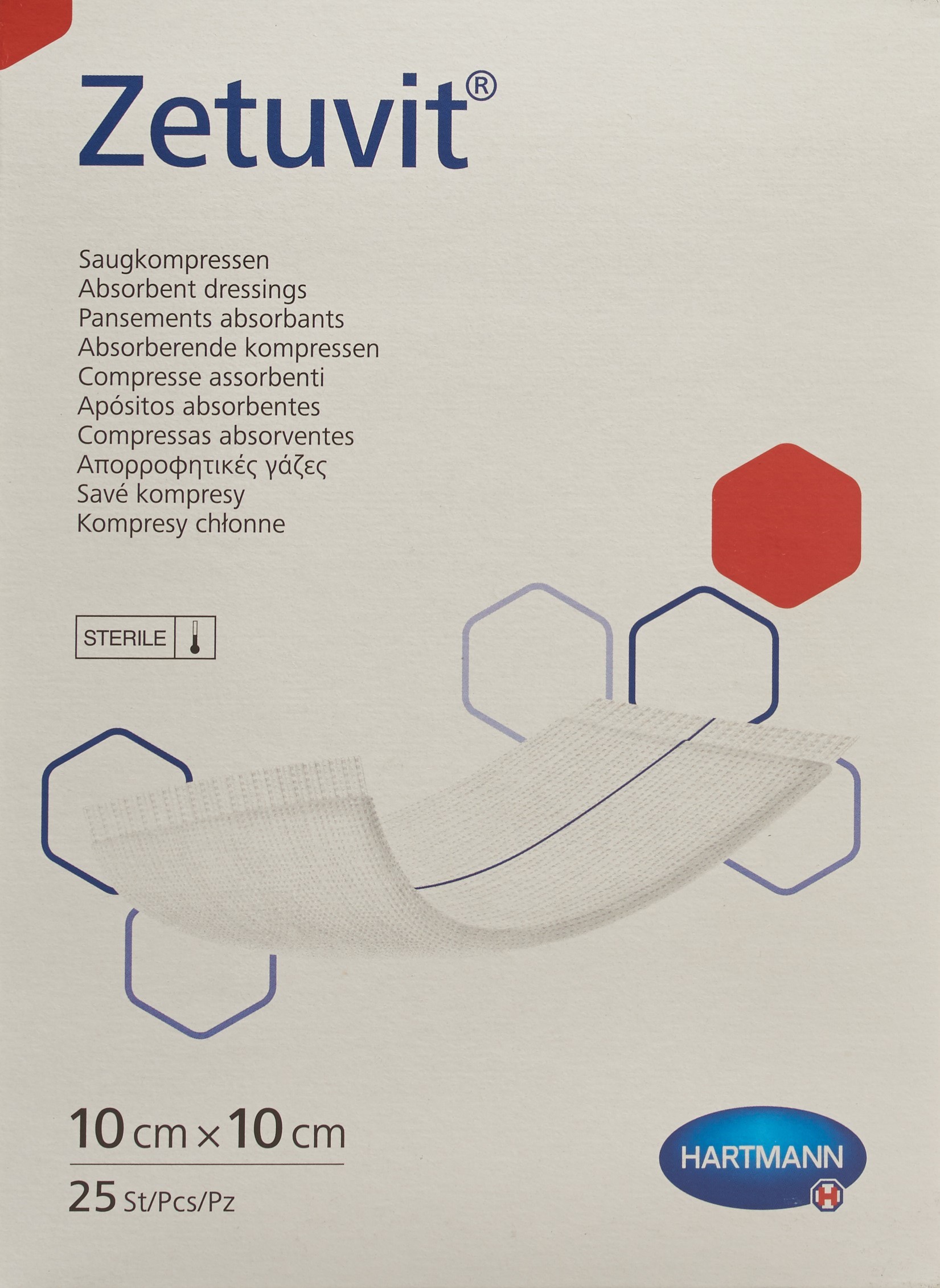 ZETUVIT compresse absorbante 10x10cm stér 25 pce