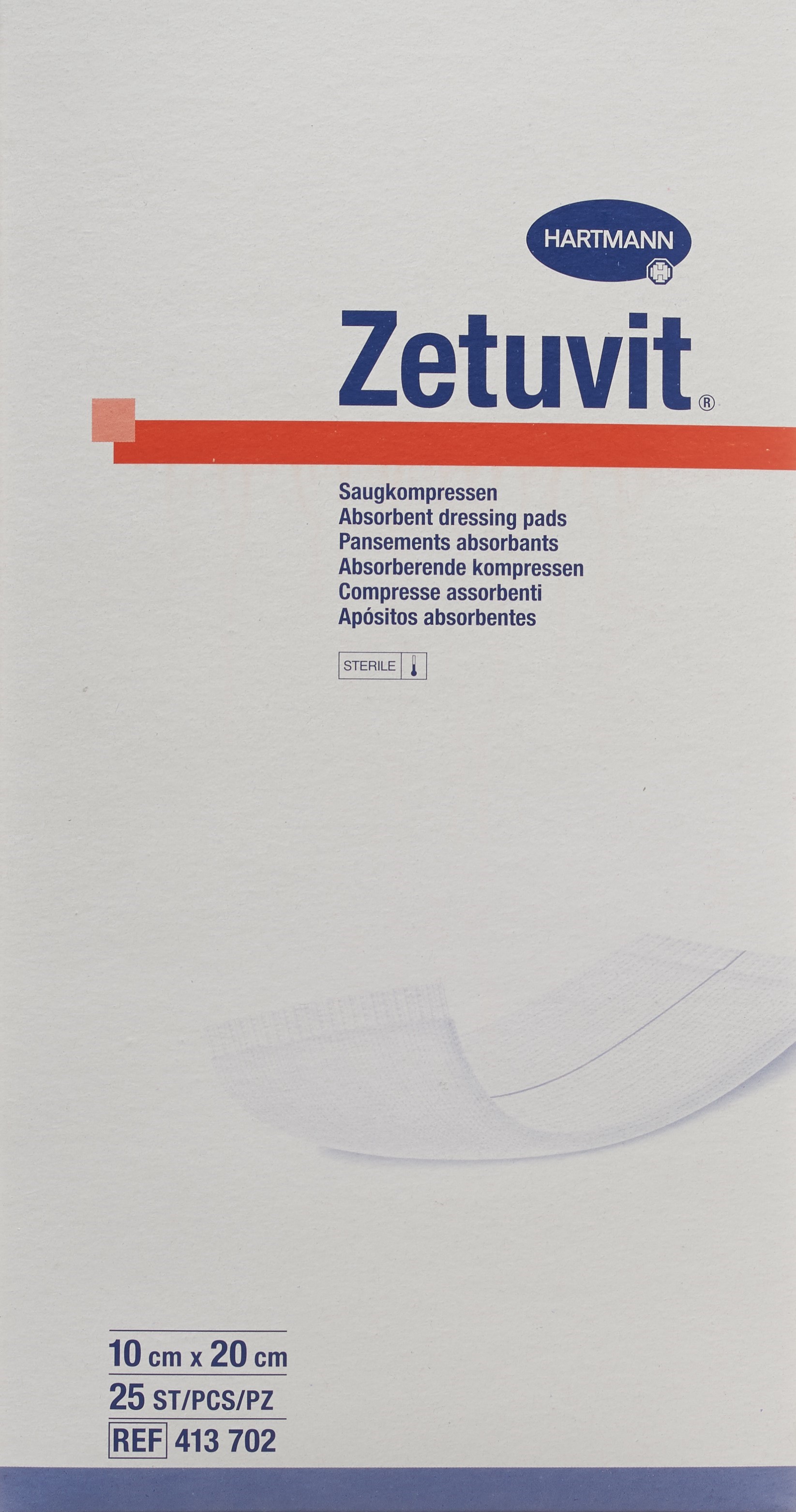 ZETUVIT compresse absorbante 10x20cm stér 25 pce