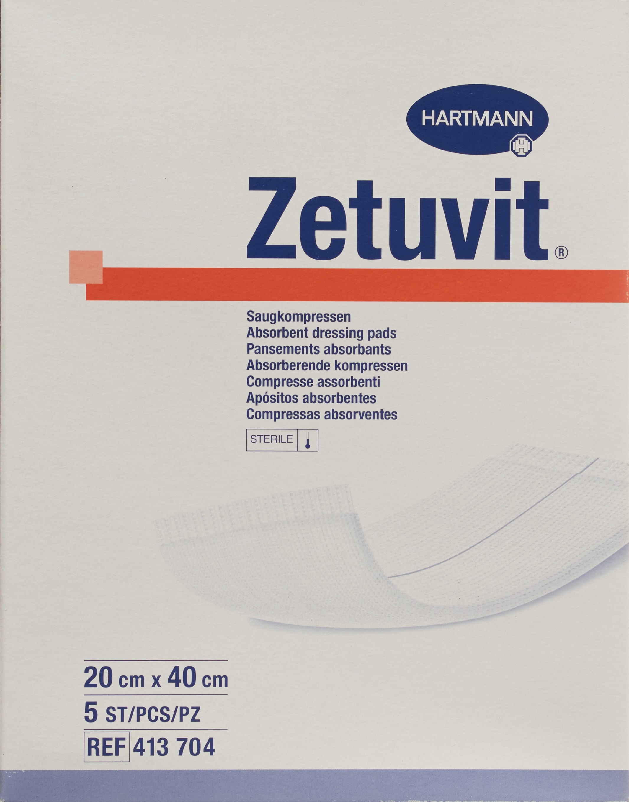 ZETUVIT compresse absorbante 20x40cm stér 5 pce