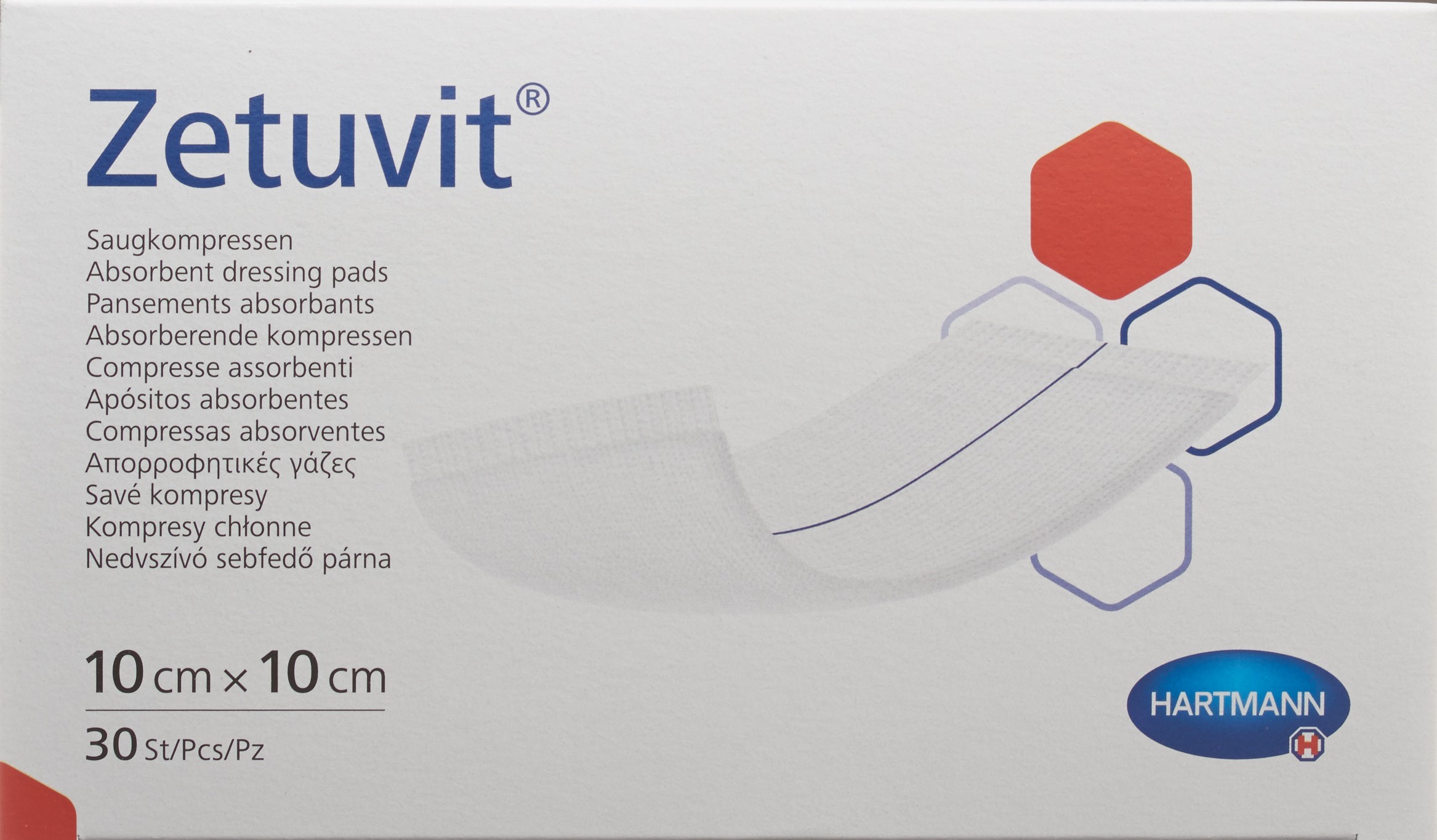 ZETUVIT compresse absorbante 10x10cm 30 pce