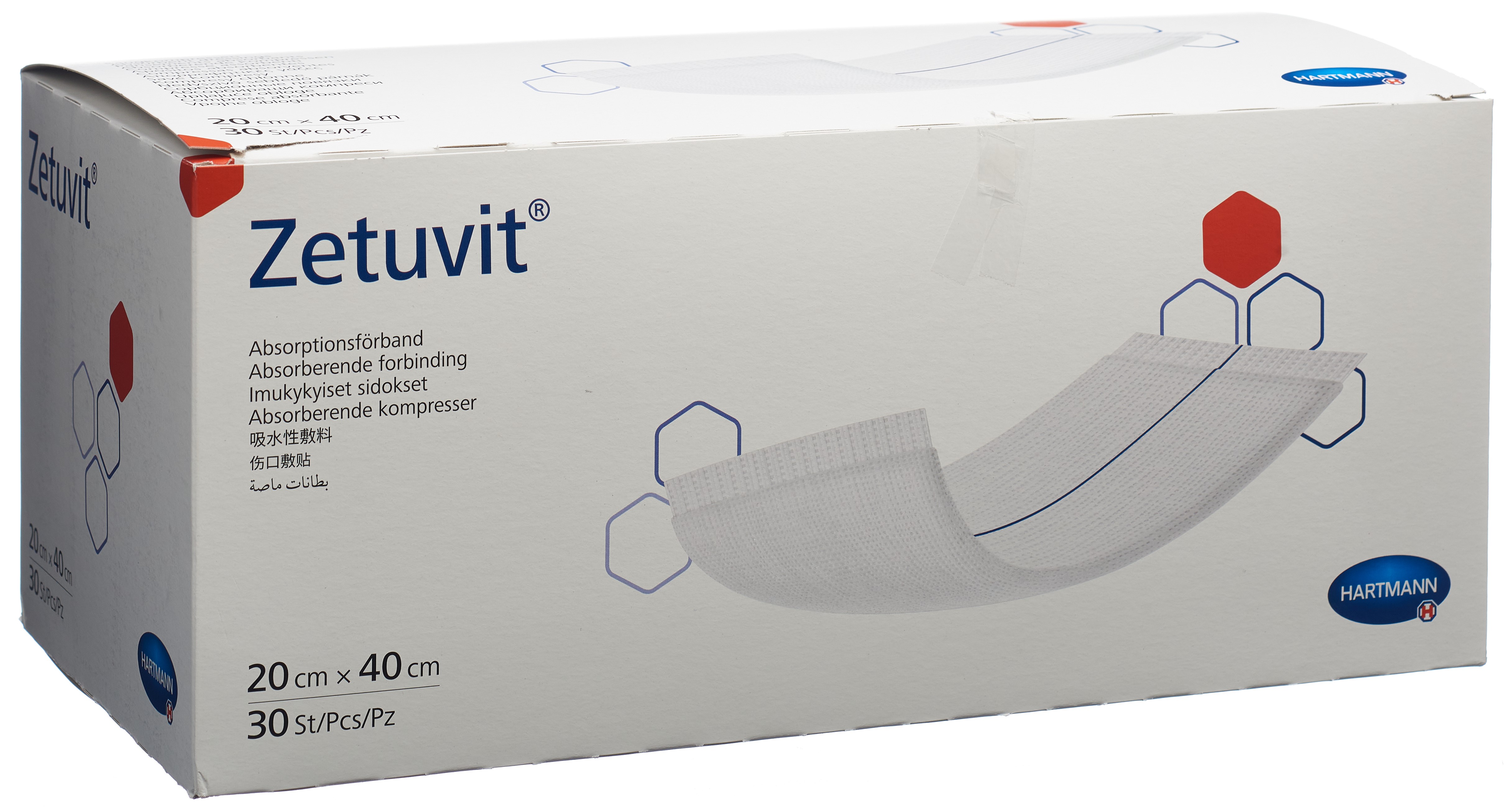 ZETUVIT compresse absorbante 20x40cm 30 pce