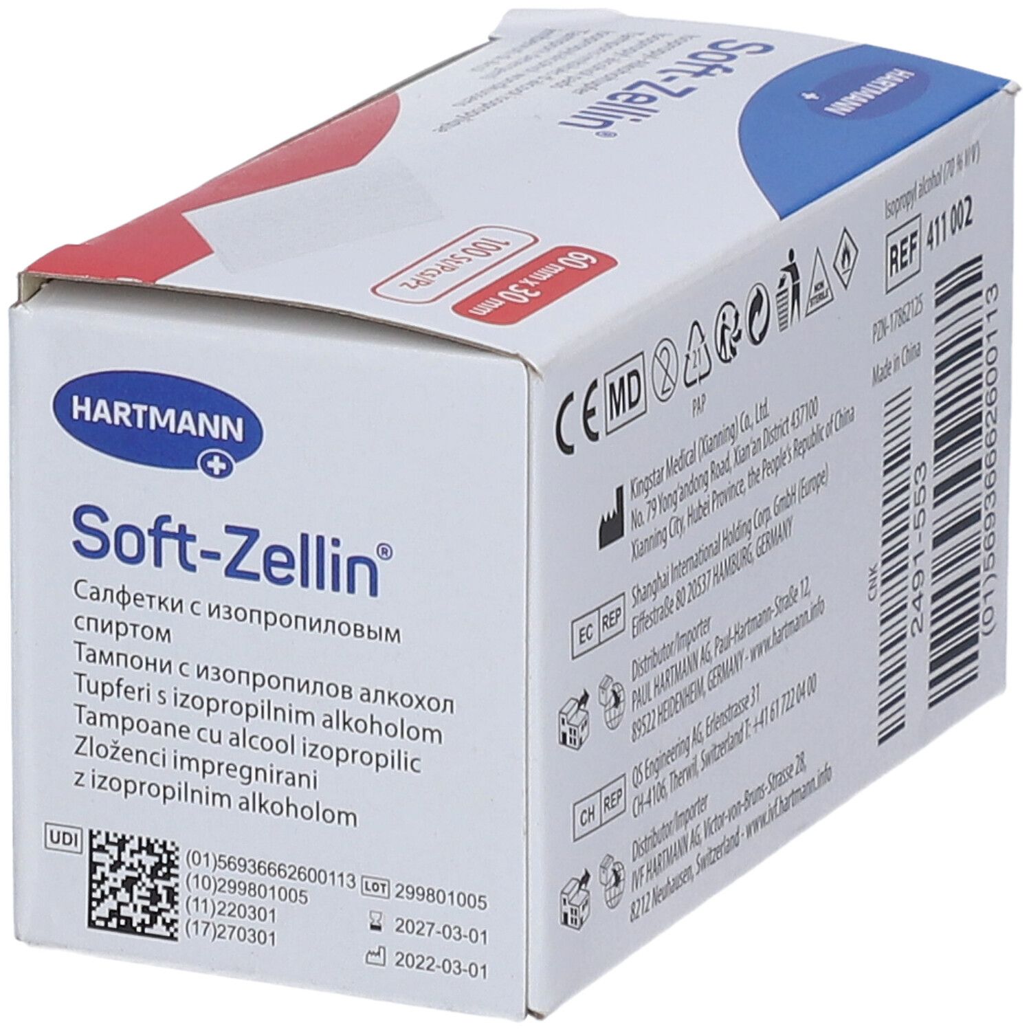 Alkoholtupfer Soft-Zellin 60x30mm
