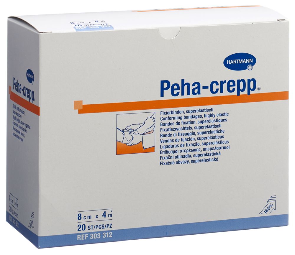 PEHA CREPP Kreppbinde 4mx8cm weiss 20 Stk