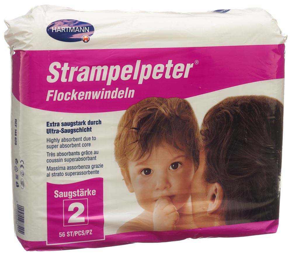 STRAMPELPETER Flockenwindeln Saugstärke 2 56 Stk
