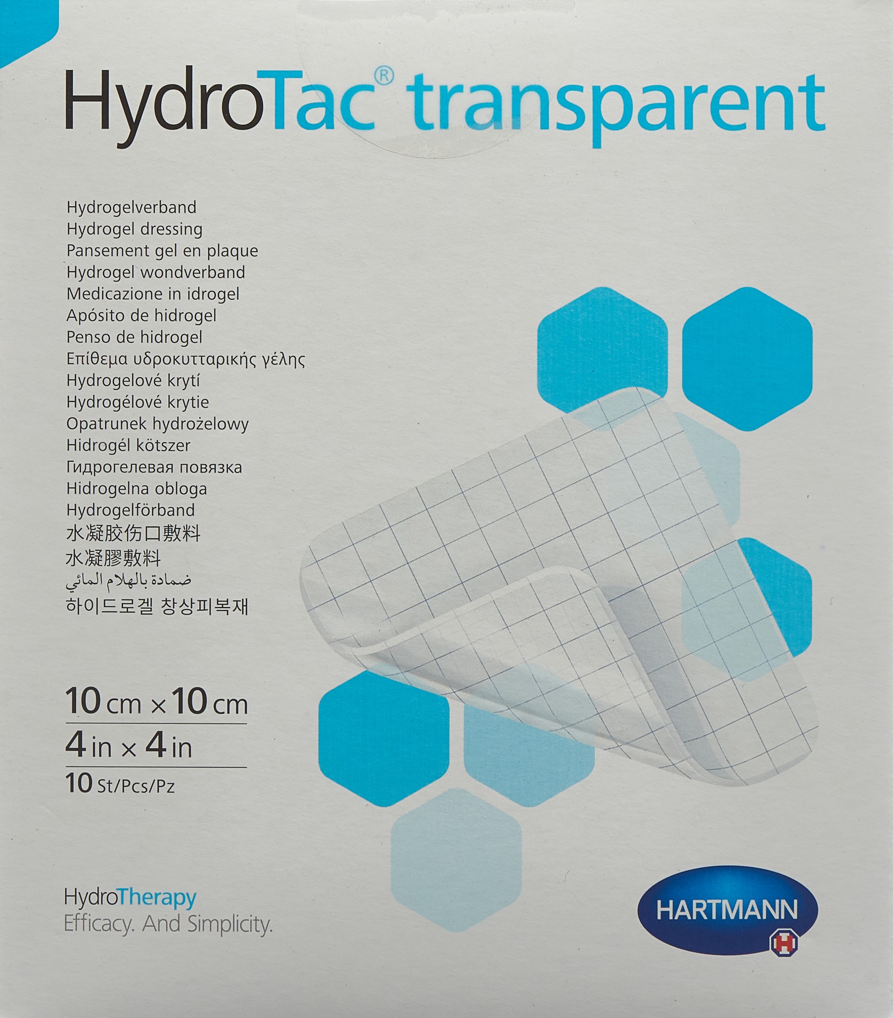 HYDROTAC transparent 10x10cm stérile 10 pce