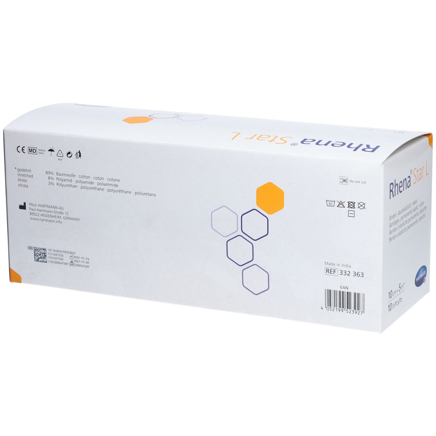 RHENA Star L Elastische Binde 10cmx5m weiss 10 Stk