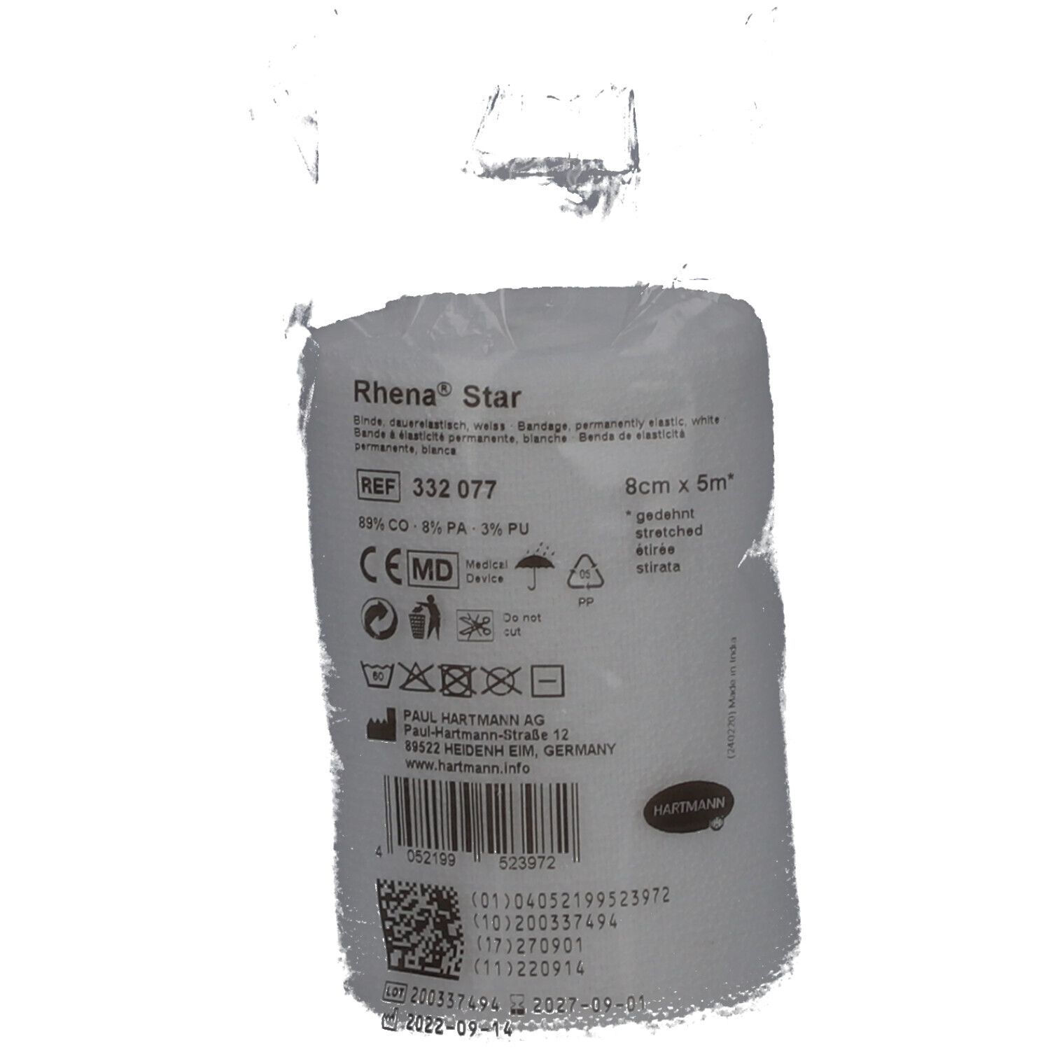 RHENA Star Elast Binde 8cmx5m Cellophan