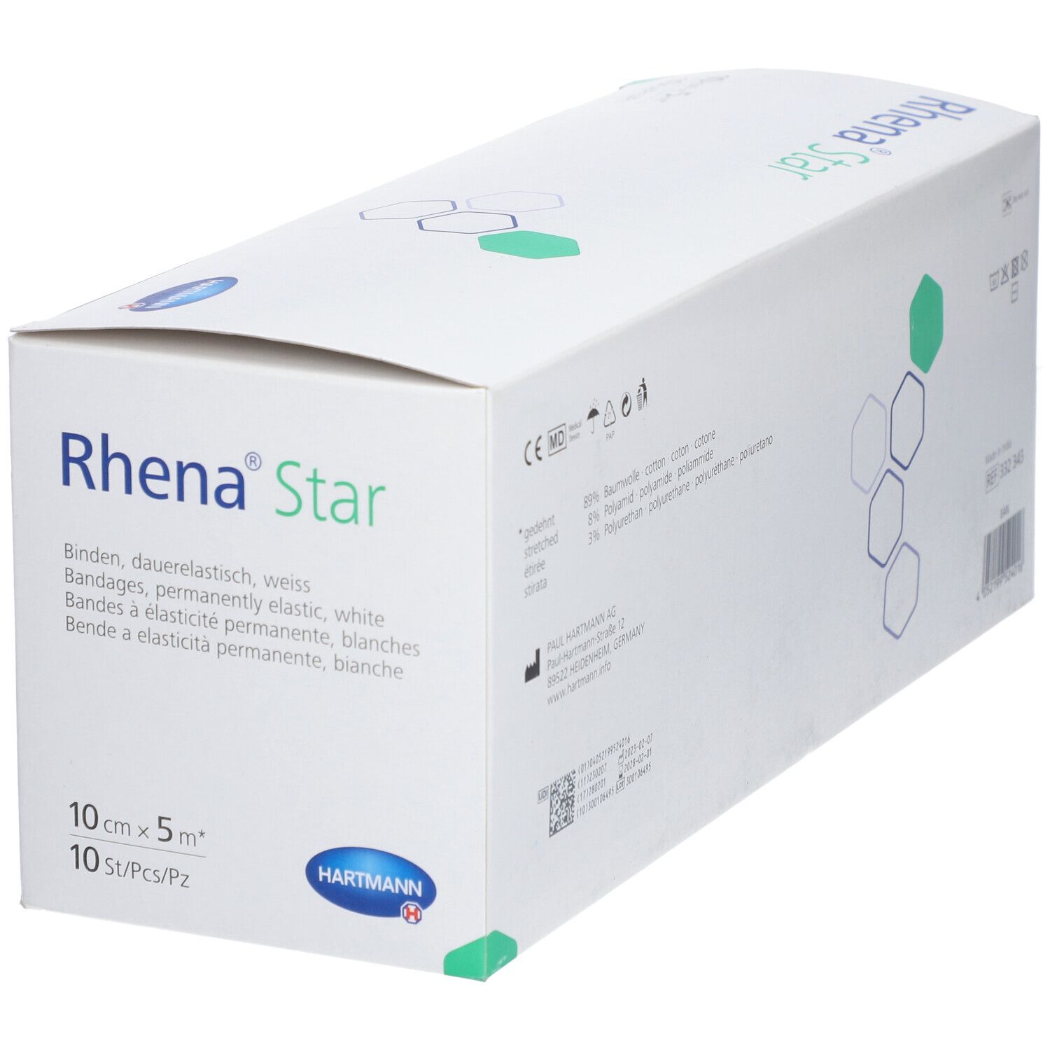RHENA Star Elast Binde 10cmx5m weiss offen 10 Stk