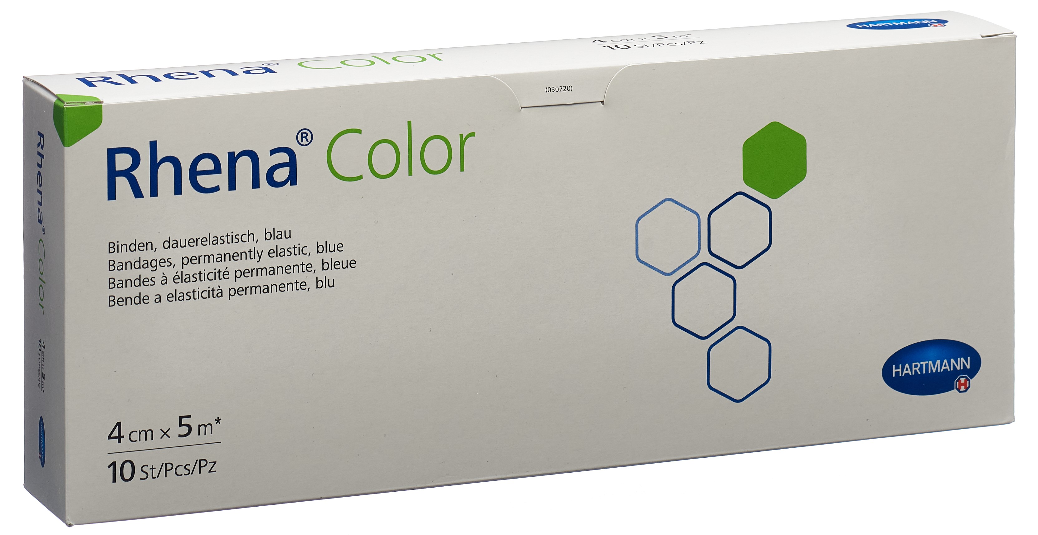 RHENA Color Elast Binde 4cmx5m blau offen 10 Stk