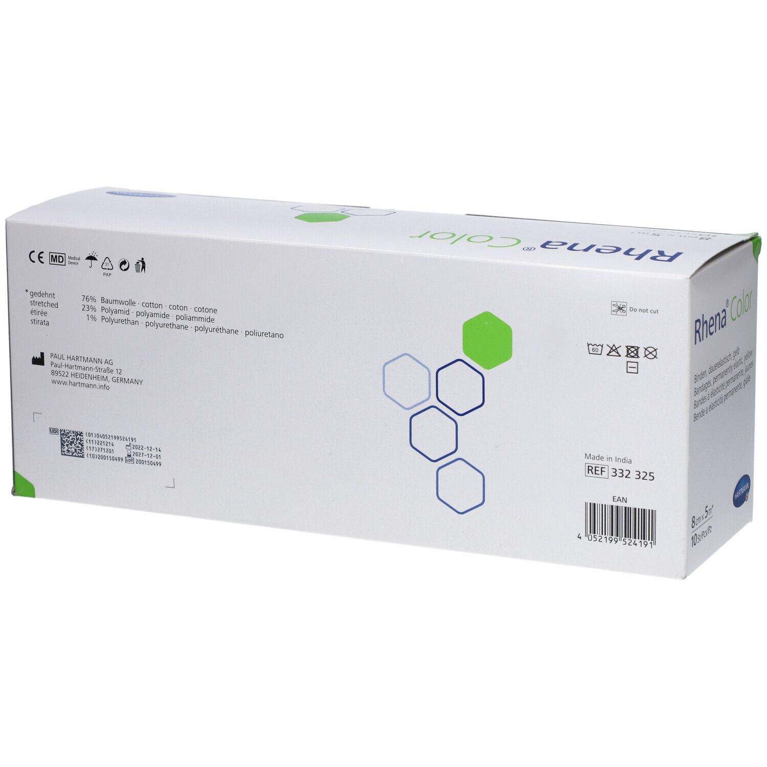 RHENA Color Elast Binde 8cmx5m gelb offen 10 Stk