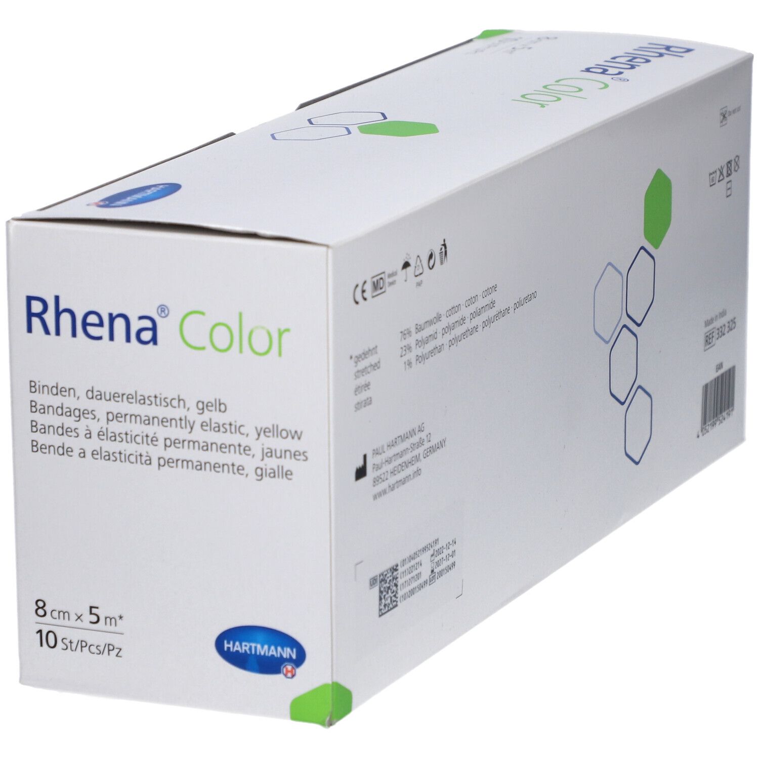 RHENA Color Elast Binde 8cmx5m gelb offen 10 Stk