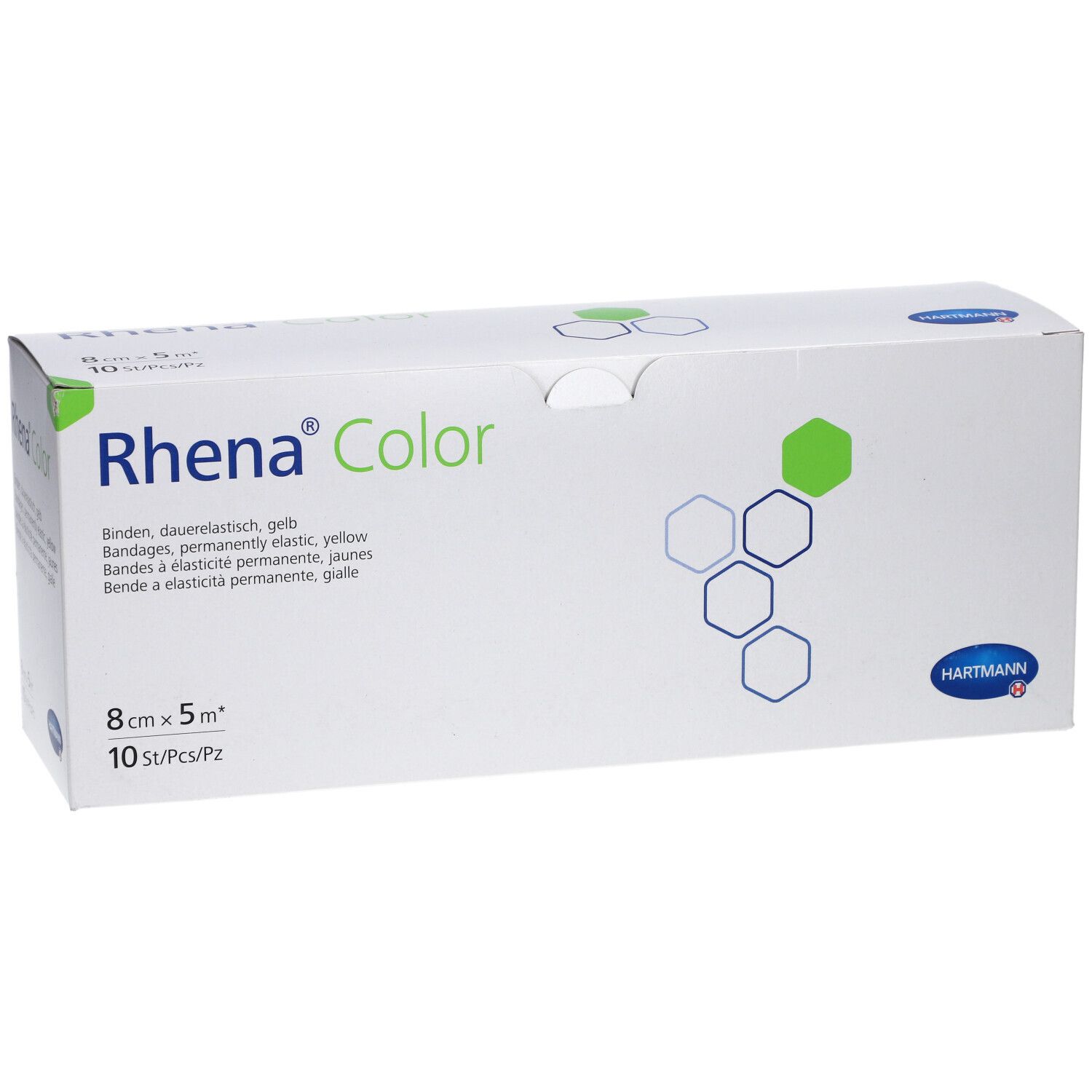 RHENA Color Elast Binde 8cmx5m gelb offen 10 Stk