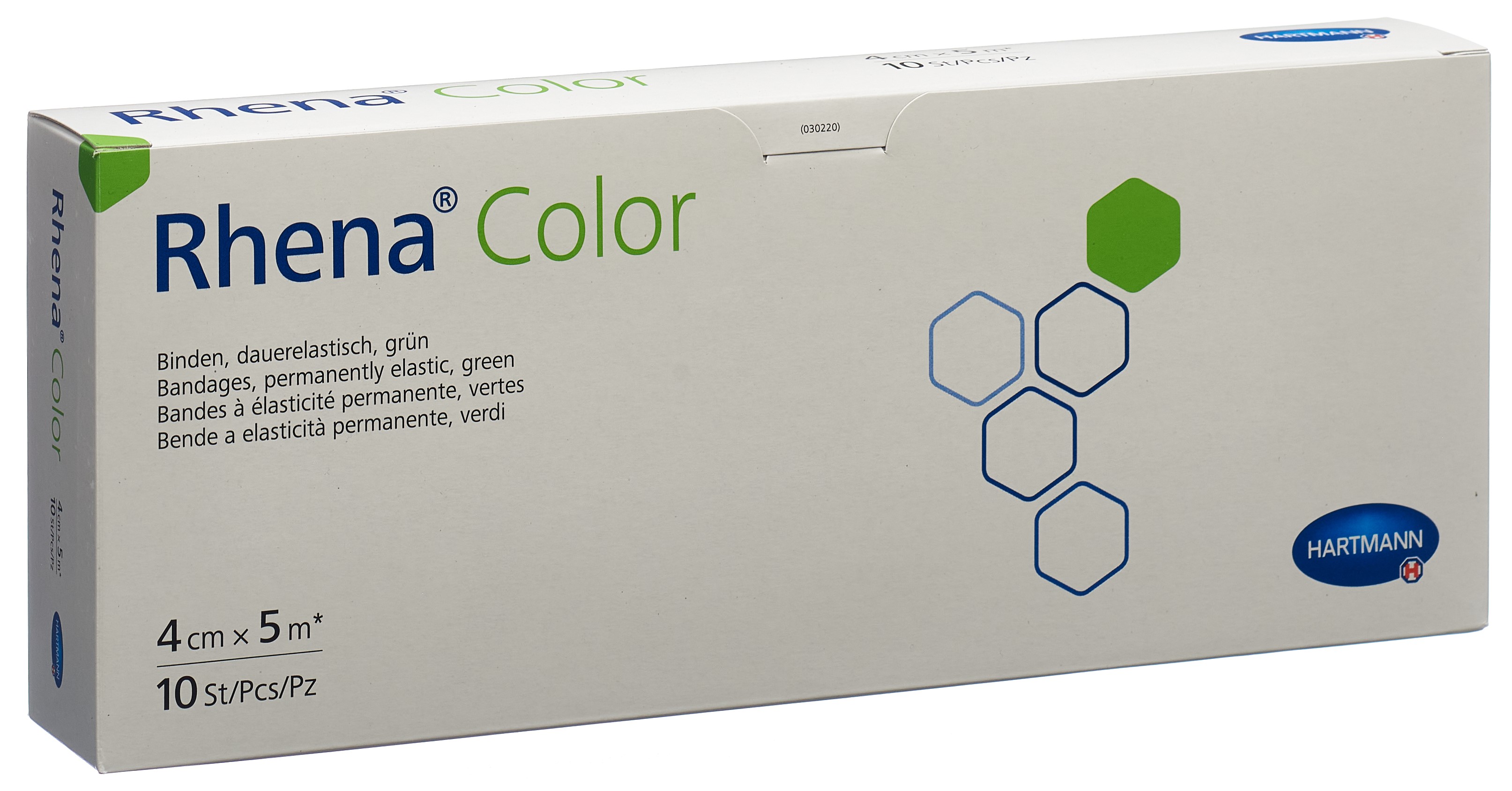 RHENA Color Elast Binde 4cmx5m grün offen 10 Stk