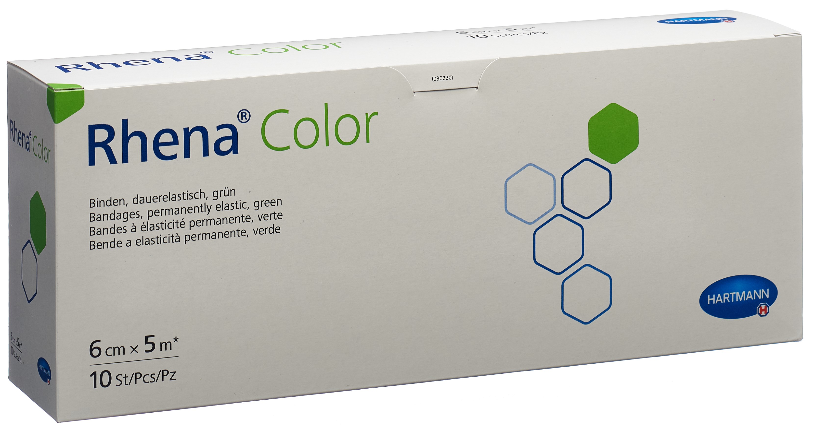 RHENA Color Elast Binde 6cmx5m grün offen 10 Stk