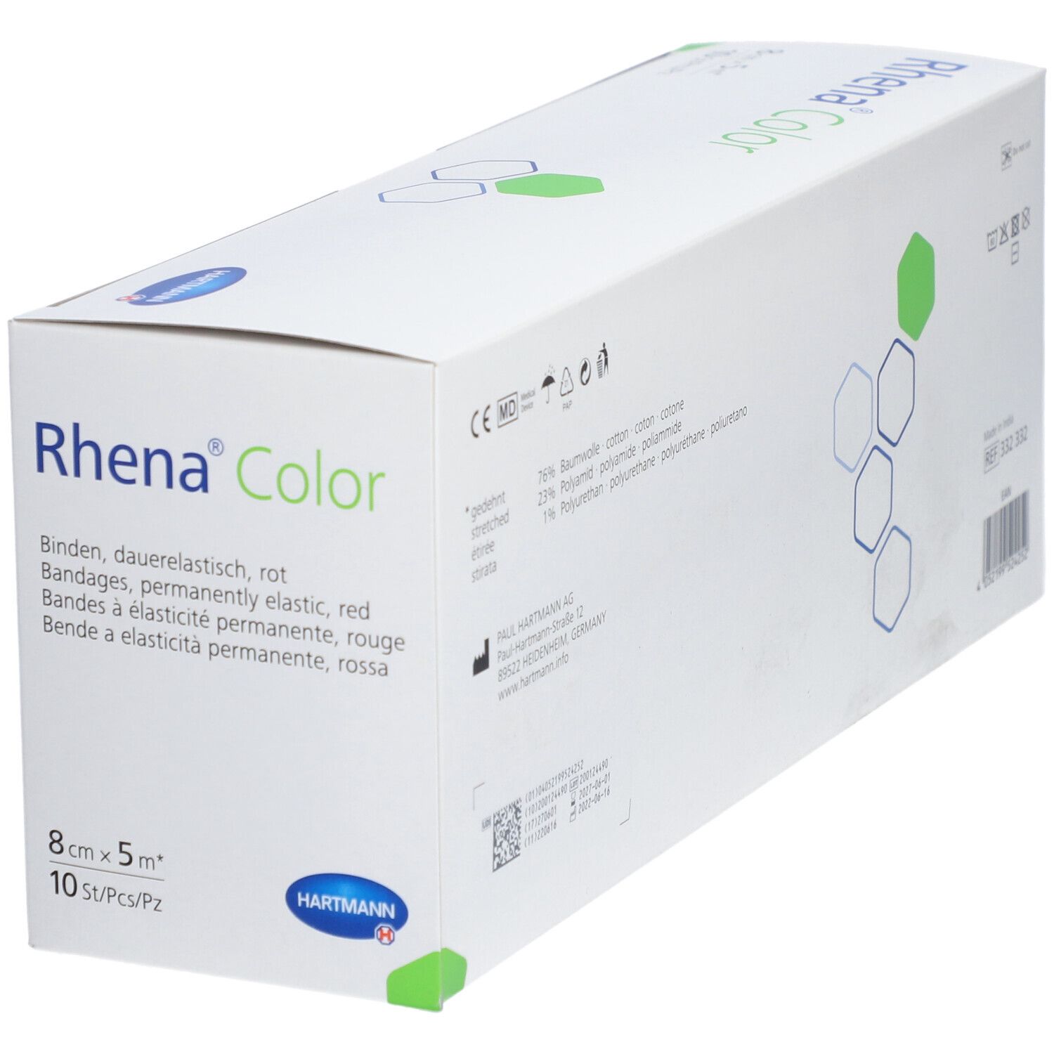RHENA Color Elast Binde 8cmx5m rot offen 10 Stk