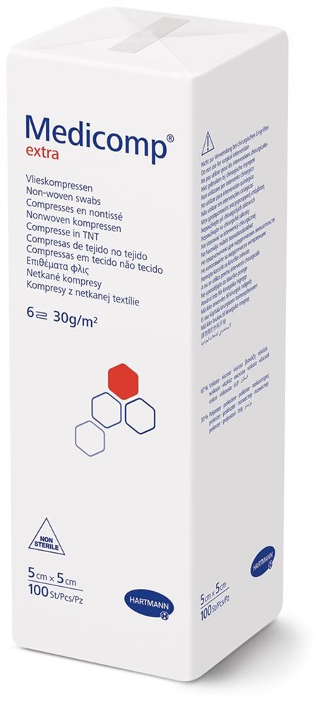 MEDICOMP Extra 6 plis S30 5x5cm non st 100 pce