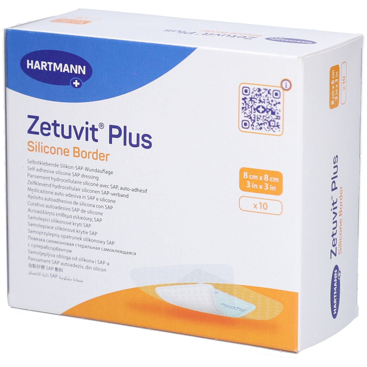 ZETUVIT Plus Silicone Border 8x8cm 10 Stk