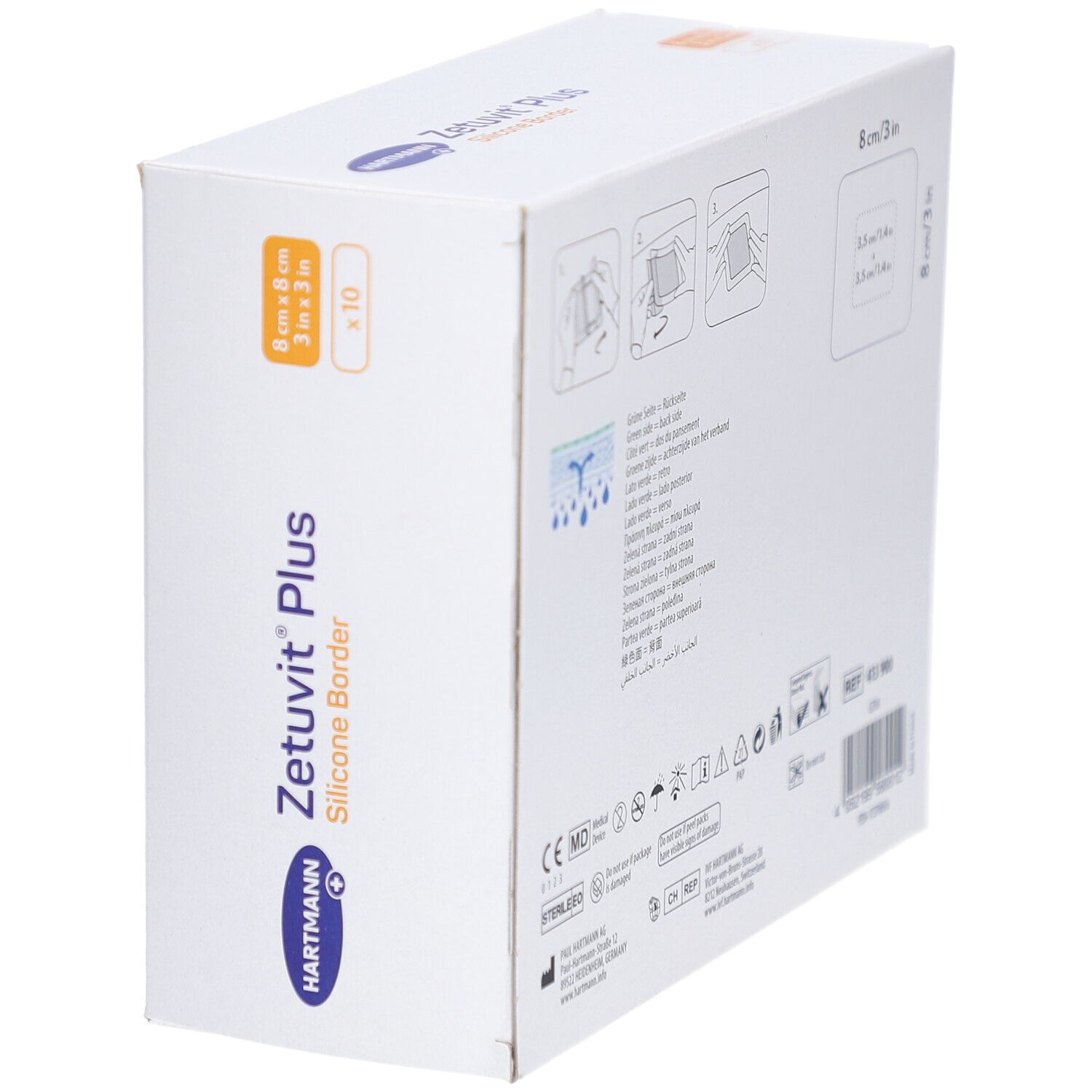 ZETUVIT Plus Silicone Border 8x8cm 10 Stk