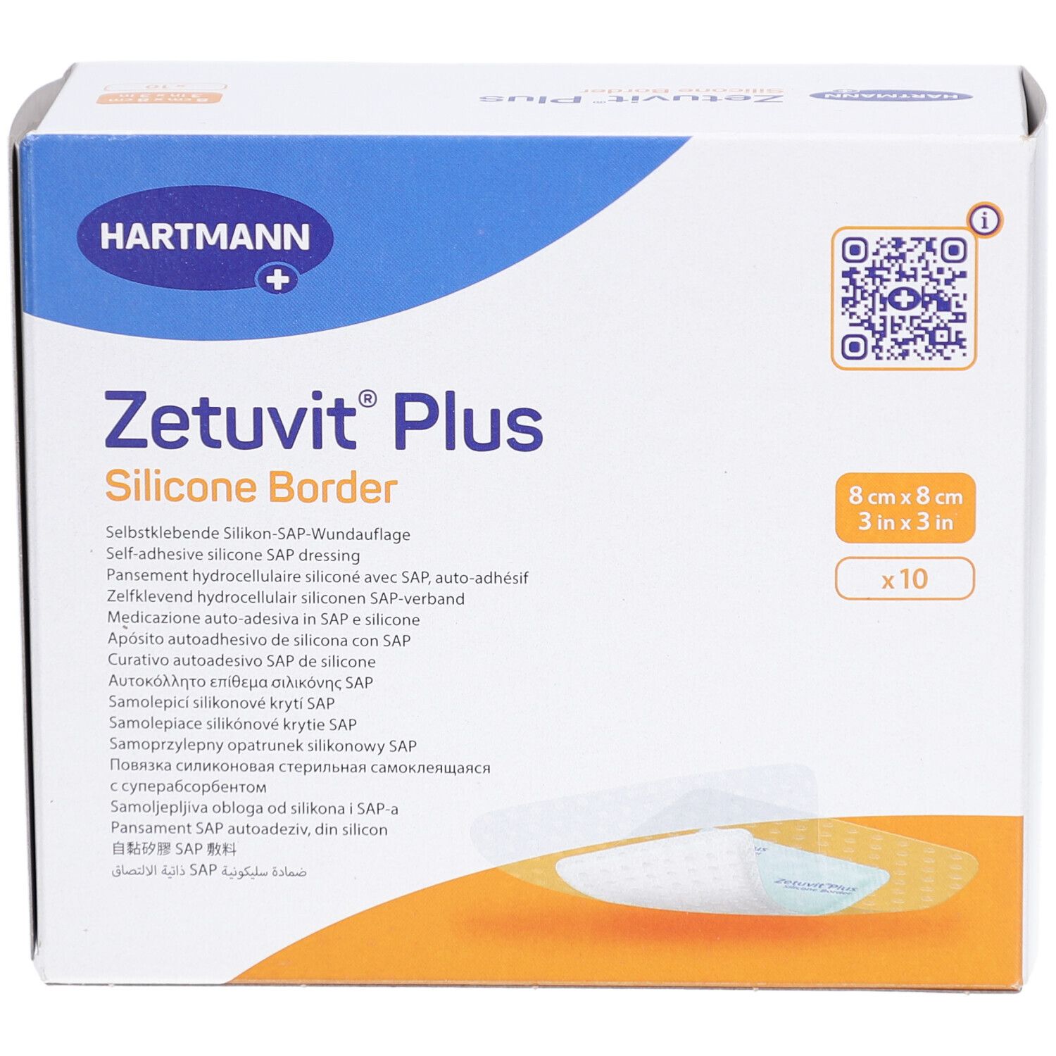 ZETUVIT Plus Silicone Border 8x8cm 10 Stk