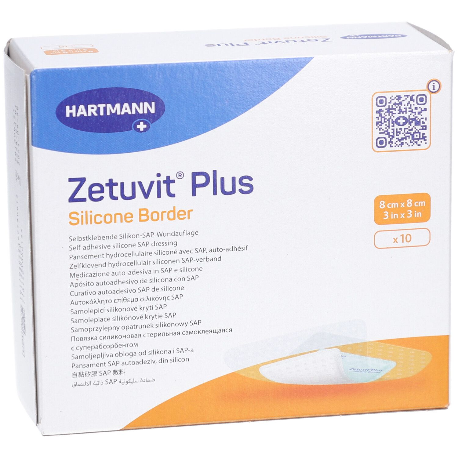 ZETUVIT Plus Silicone Border 8x8cm 10 Stk