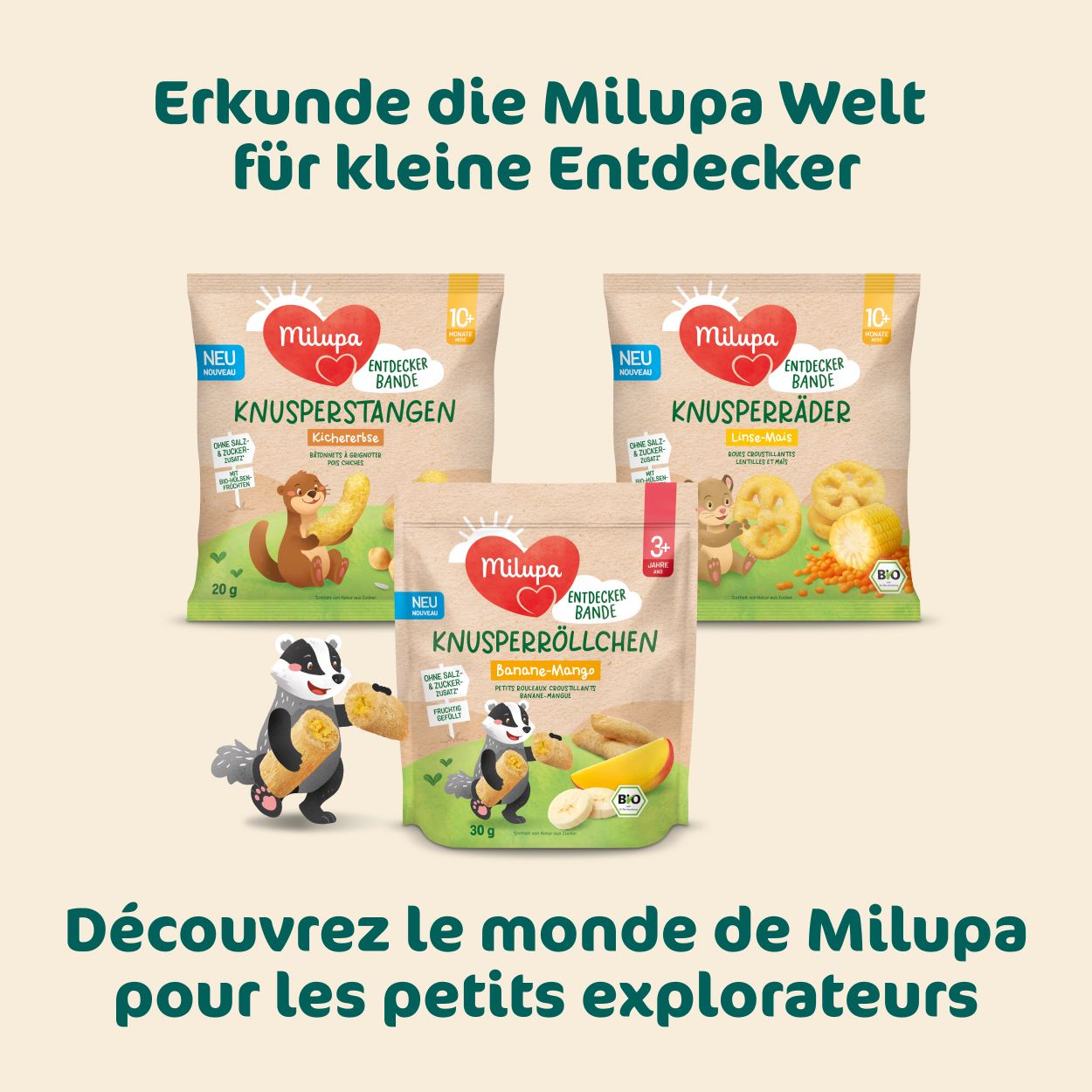 MILUPA Bio Knusperröllchen Banane Mango 3+ 30 g