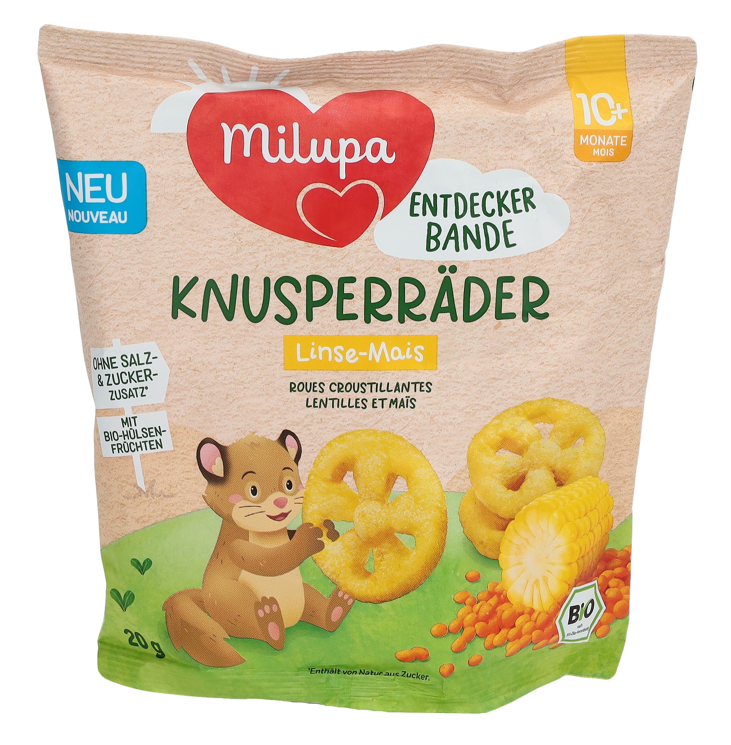 MILUPA Bio Knusperräder Linse Mais 10M 20 g