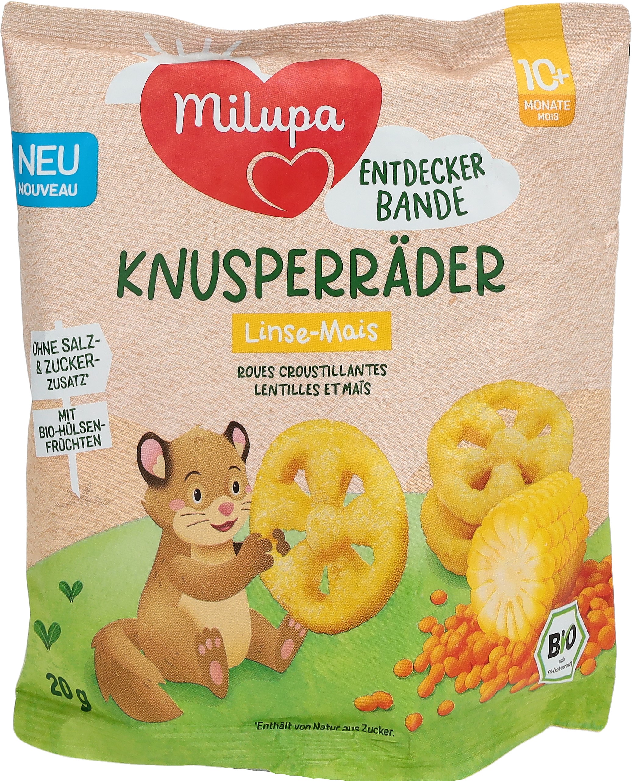 MILUPA Bio Knusperräder Linse Mais 10M 20 g