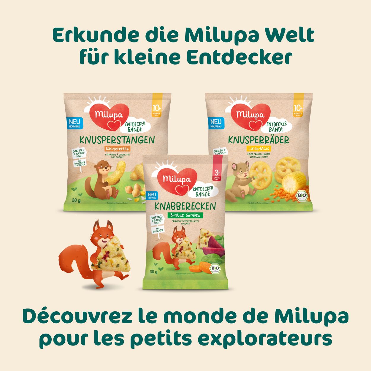 MILUPA Bio Knabberecken buntes Gemüse 3+ 30 g