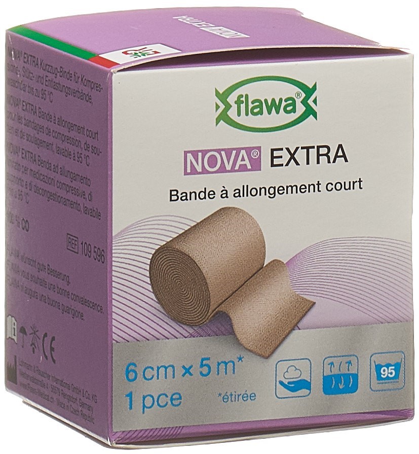 FLAWA NOVA EXTRA Kurzzugbinde 6cmx5m hautfarbig