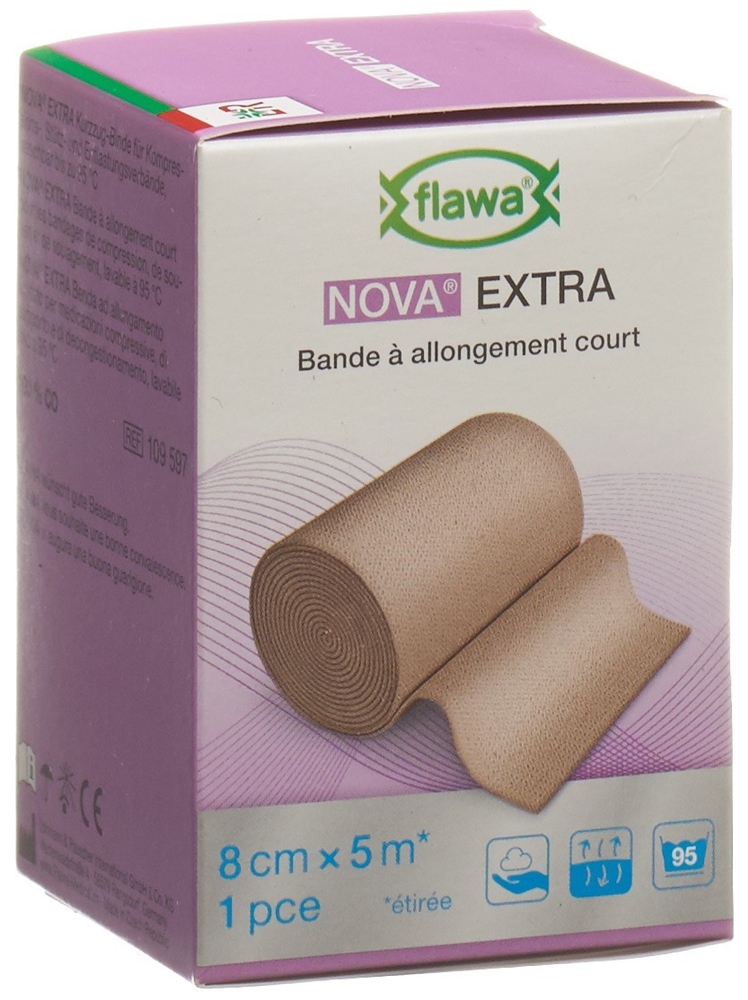 FLAWA NOVA EXTRA Kurzzugbinde 8cmx5m hautfarbig
