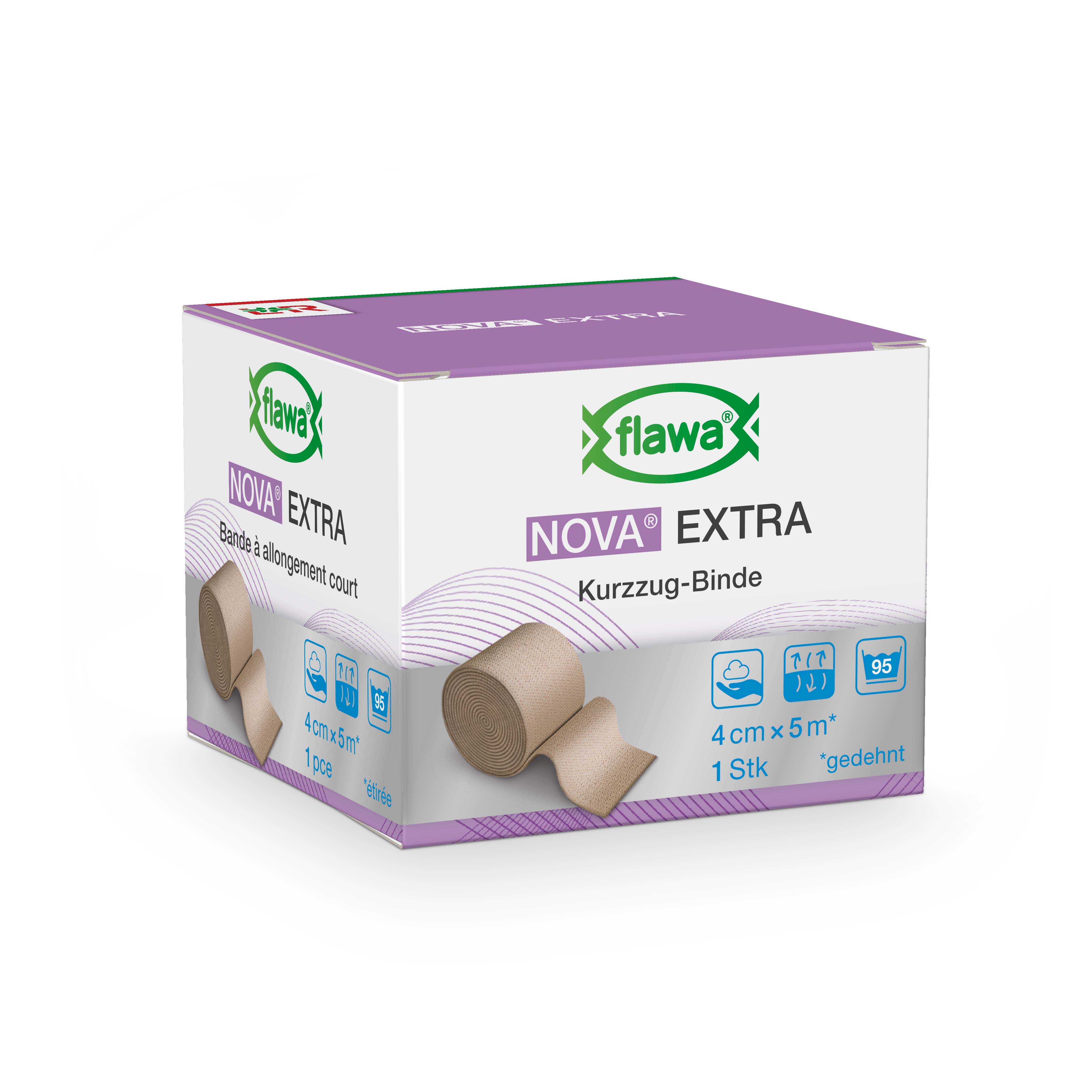 FLAWA NOVA EXTRA Kurzzugbinde 4cmx5m hautfarbig