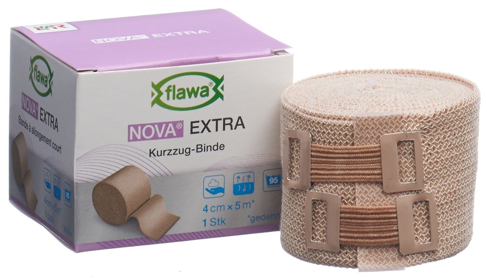 FLAWA NOVA EXTRA Kurzzugbinde 4cmx5m hautfarbig