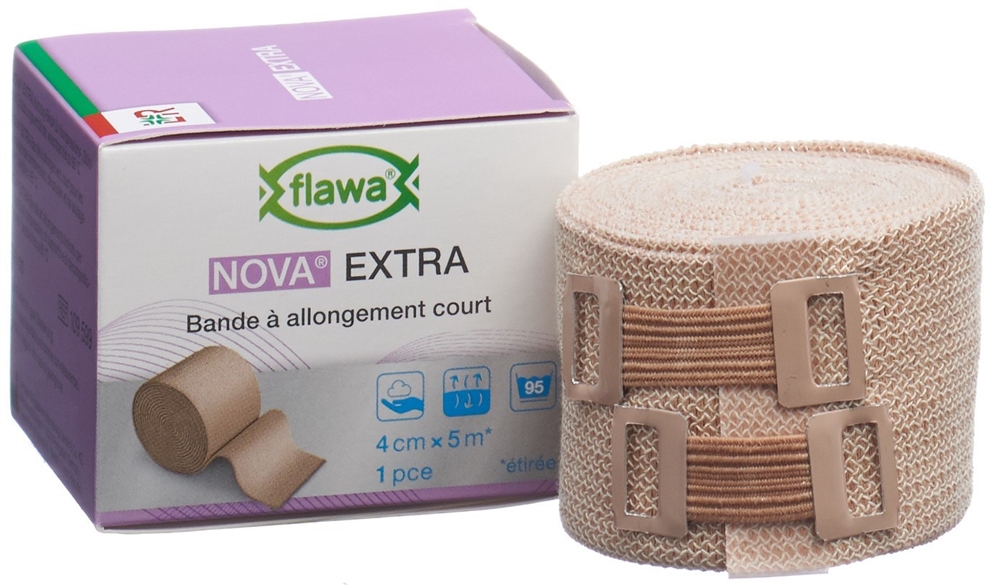 FLAWA NOVA EXTRA Kurzzugbinde 4cmx5m hautfarbig