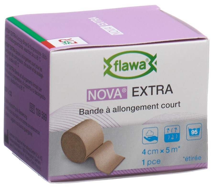 FLAWA NOVA EXTRA Kurzzugbinde 4cmx5m hautfarbig