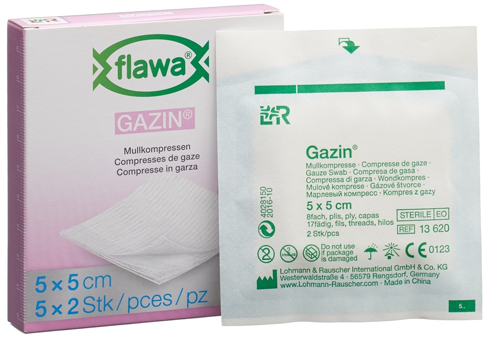 FLAWA Gazin Mullkompres 5x5cm steril 5 x 2 Stk