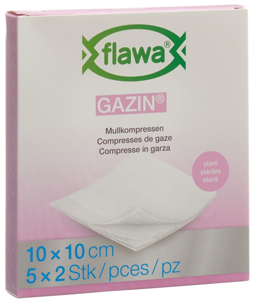 FLAWA Gazin Mullkompres 10x10cm steril 5 x 2 Stk