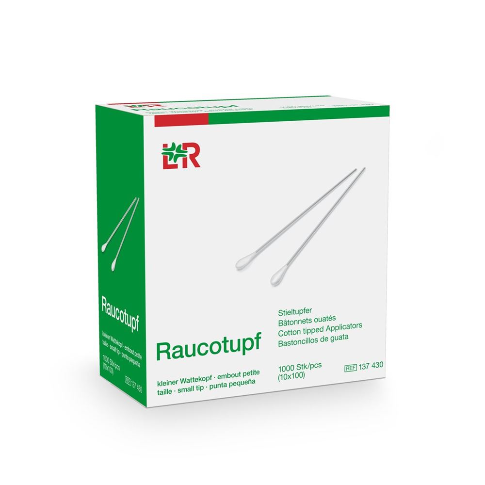RAUCOTUPF Wattestäbch Holz 15cm kl Kopf 100 Stk