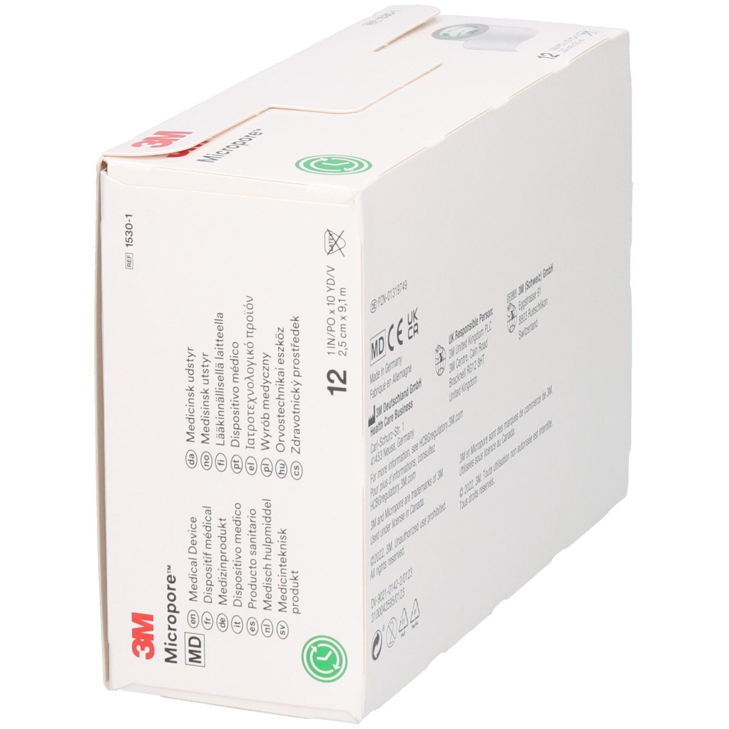 3M MICROPORE Rollenpfl o Dis 25mmx9.14m wei 12 Stk