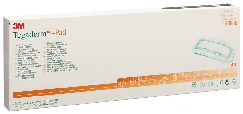 3M TEGADERM+PAD 9x35cm Wundkis 4.5x30cm 25 Stk