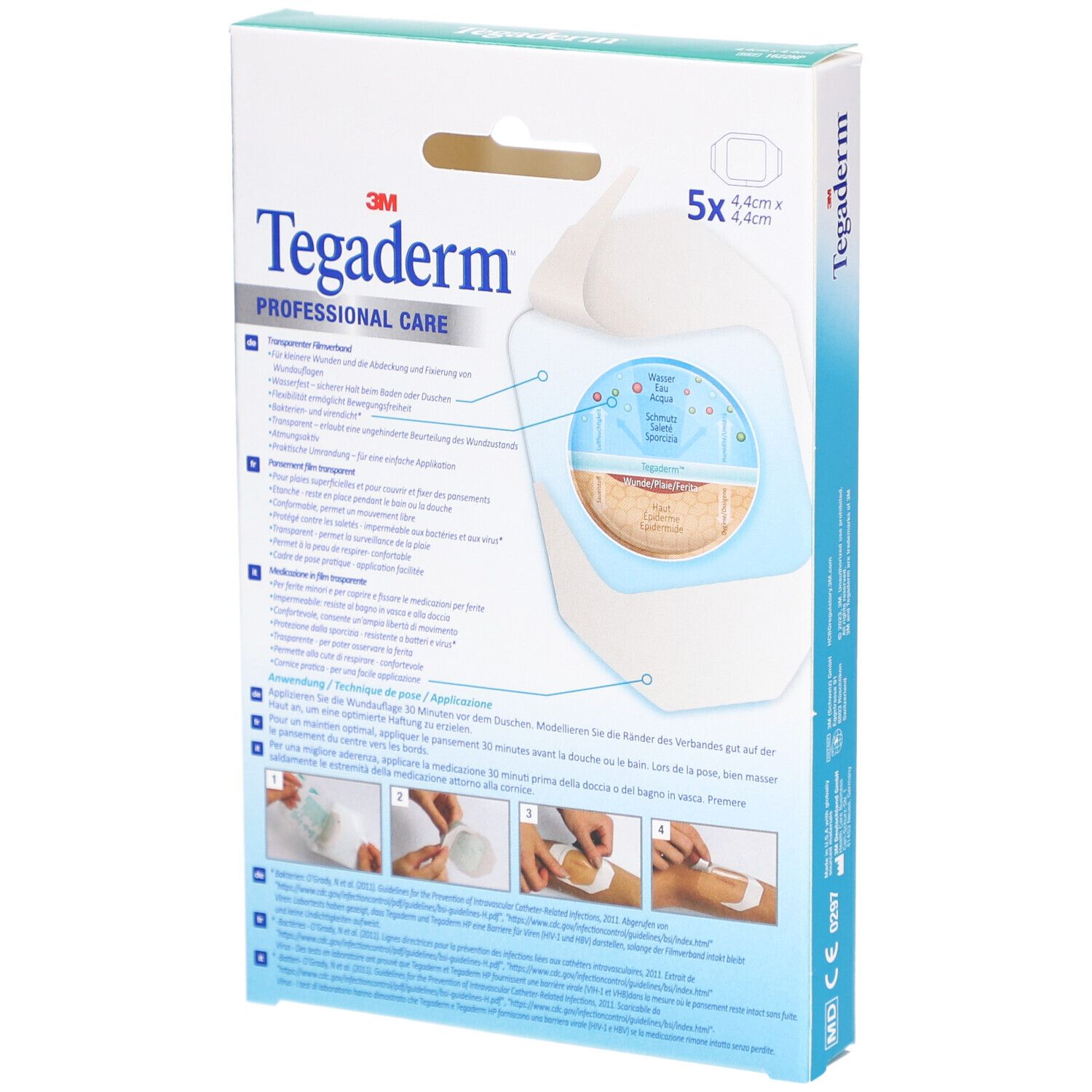3M TEGADERM FILM Transparverb 4.4x4.4cm n 5 Stk